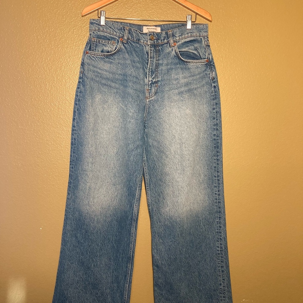 Reformation Carry High Rise Slouchy Wide Leg 30x33 Colorado Blue Jeans - Picture 3 of 8